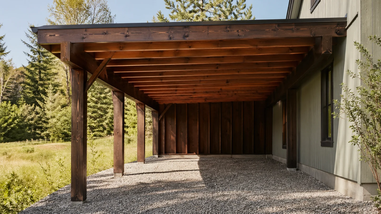Holzcarport am Einfamilienhaus - Carport planen