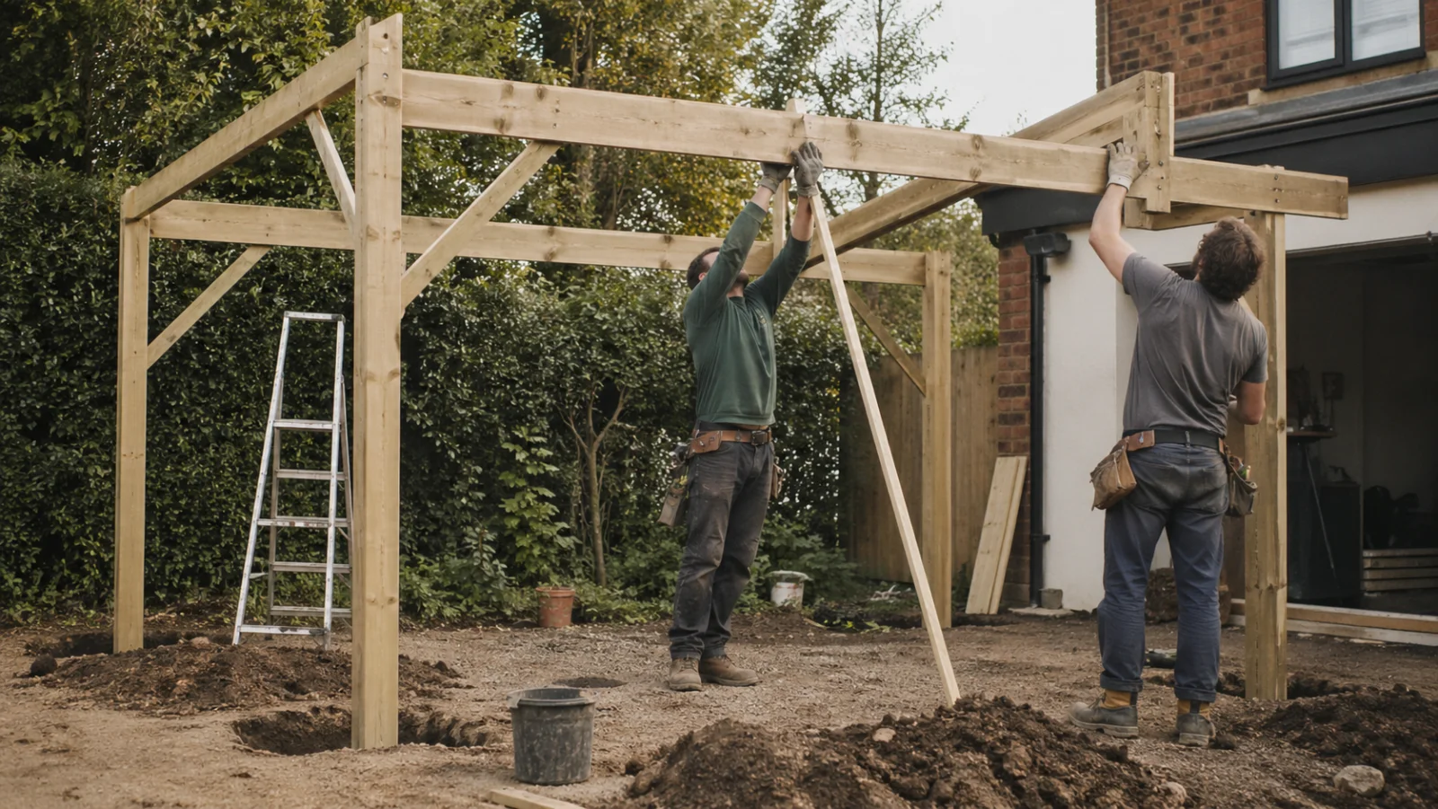 Holzcarport im Bau - Selbstbau Schritt für Schritt