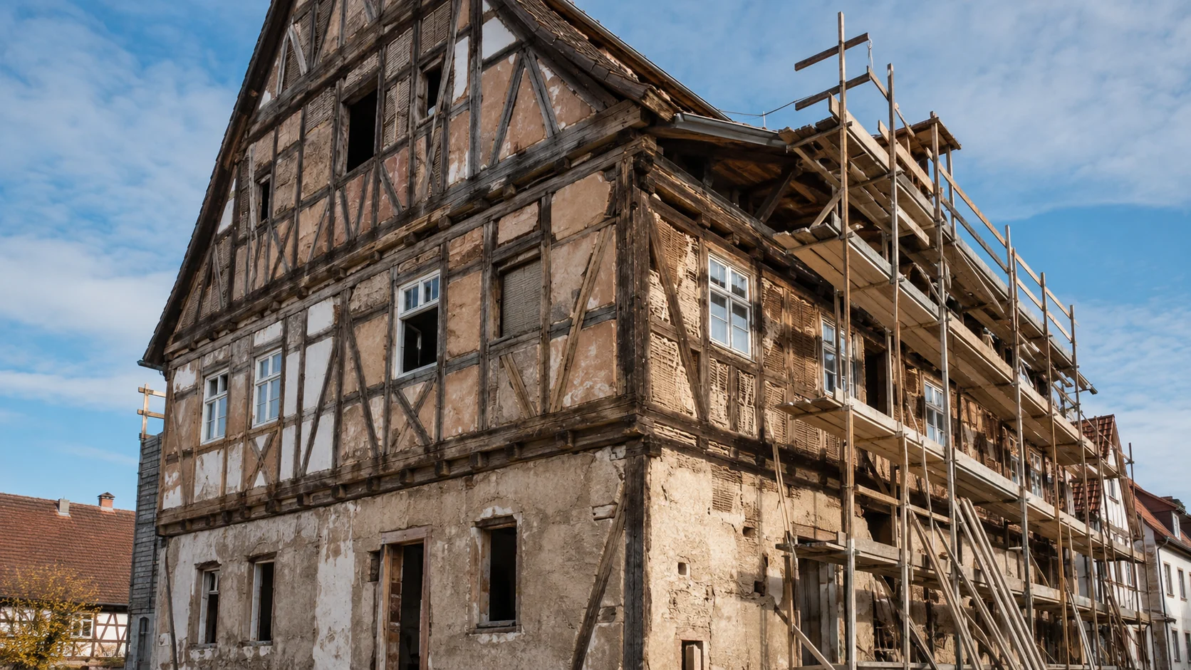 Historische Fassade eines Denkmalgebäudes mit Sanierungsplänen - Denkmal-AfA