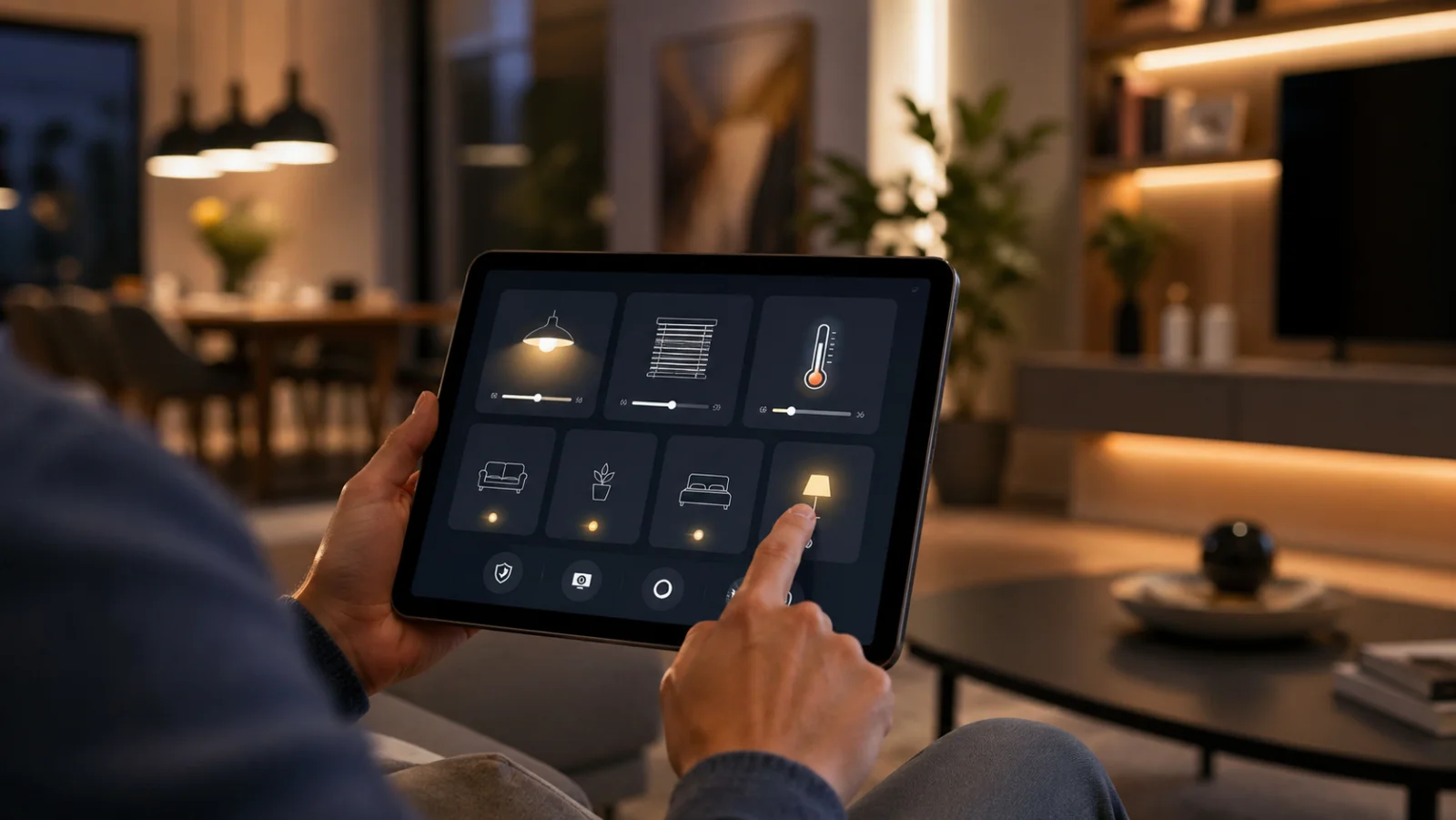 Smart-Home-Bedienung über Tablet mit Lichtsteuerung