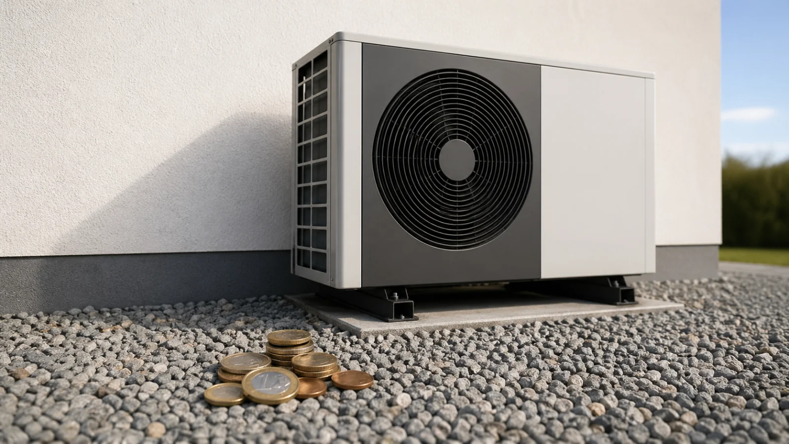 Luft-Wärmepumpe an Hauswand mit Schallhaube - Wärmepumpe und Lärm